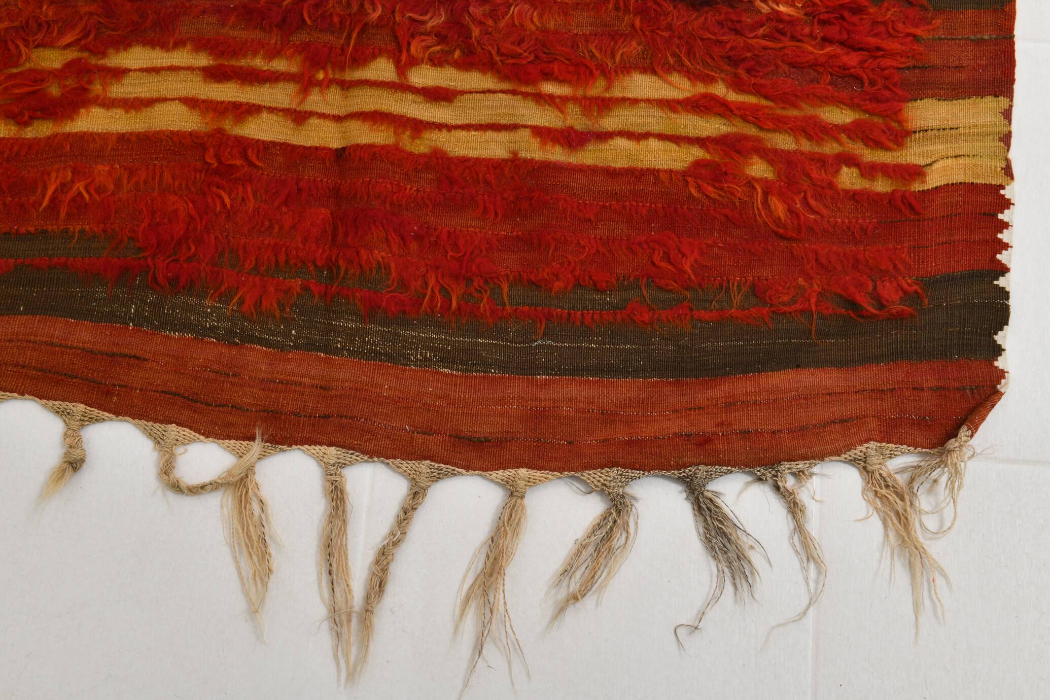 4x11 Red & Orange Handmade %100 Wool Moroccan Runner Rug, 128x346Cm