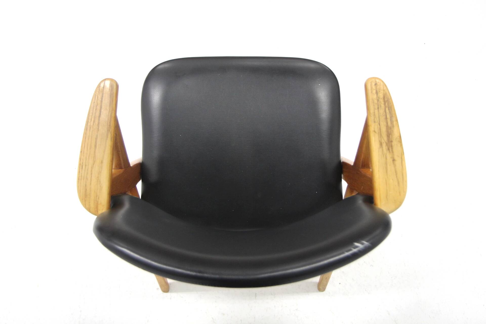 Scandinavian oak and leatherette office chair, Sweden, 1960