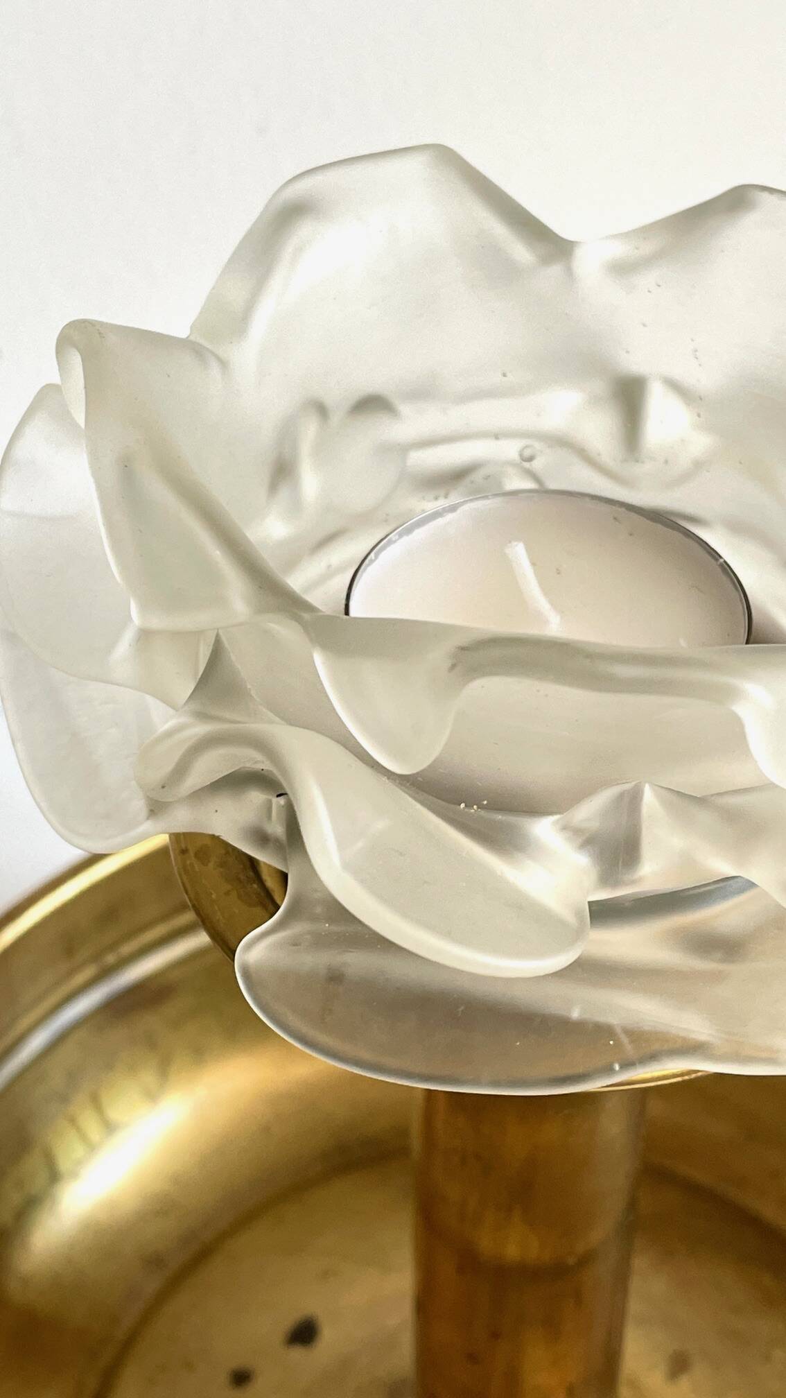 Vintage brass and glass centerpiece candle holder