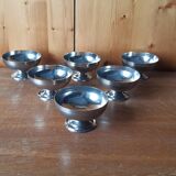 6 vintage stainless steel ice cream cups, France