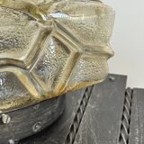 60's 70's Brutalist Wall Lamp Iron & Glass Wall Sconce