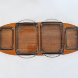 Danish Modern Teak Serving Tray with Glass Bowls, Denmark, 1960s