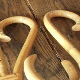 Pair vintage rattan coat holder