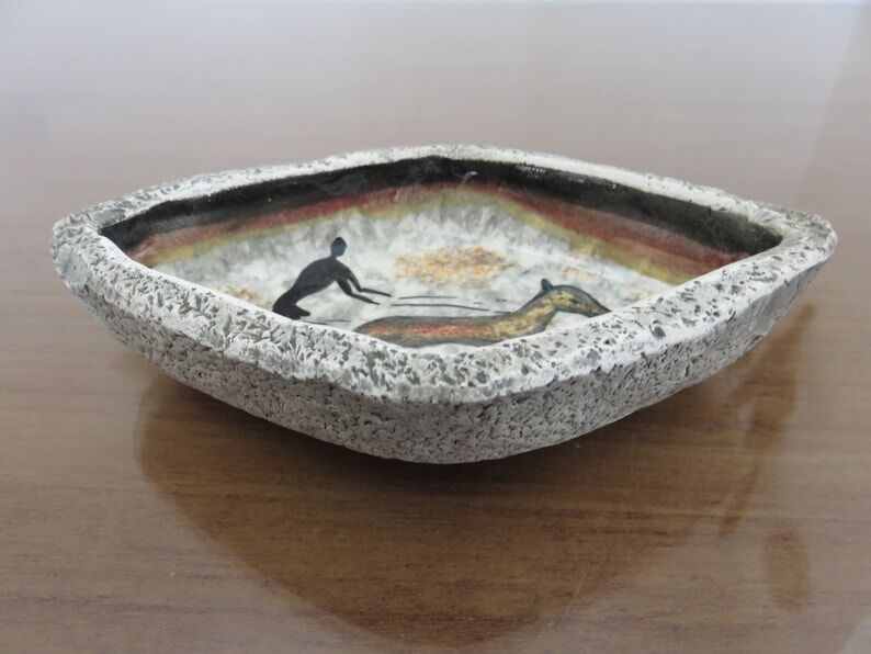 Empty ceramic rock pocket signed 60s