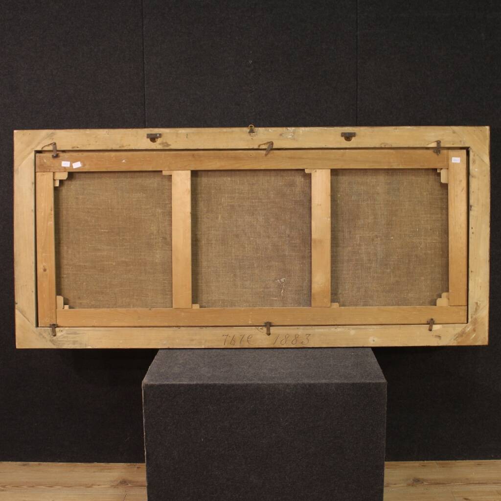 Tableau lombard antique du XVIIe siècle, le berger avec ses chiens