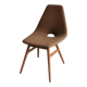 Erika mid-century accent chair brown fabric and wooden legs — design 1959 Judit Burián