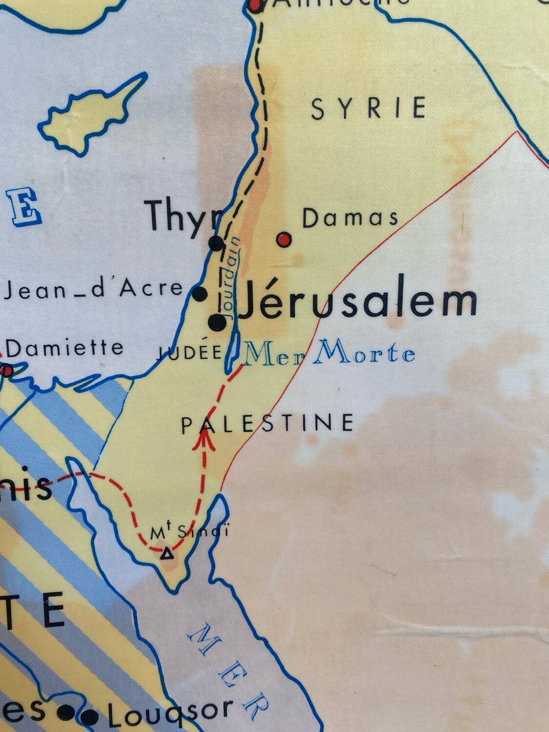 Historical school geographic map of France and Europe