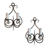 Ancienne paire d appliques en fer forgé