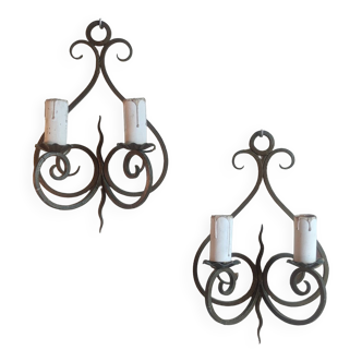 Ancienne paire d appliques en fer forgé