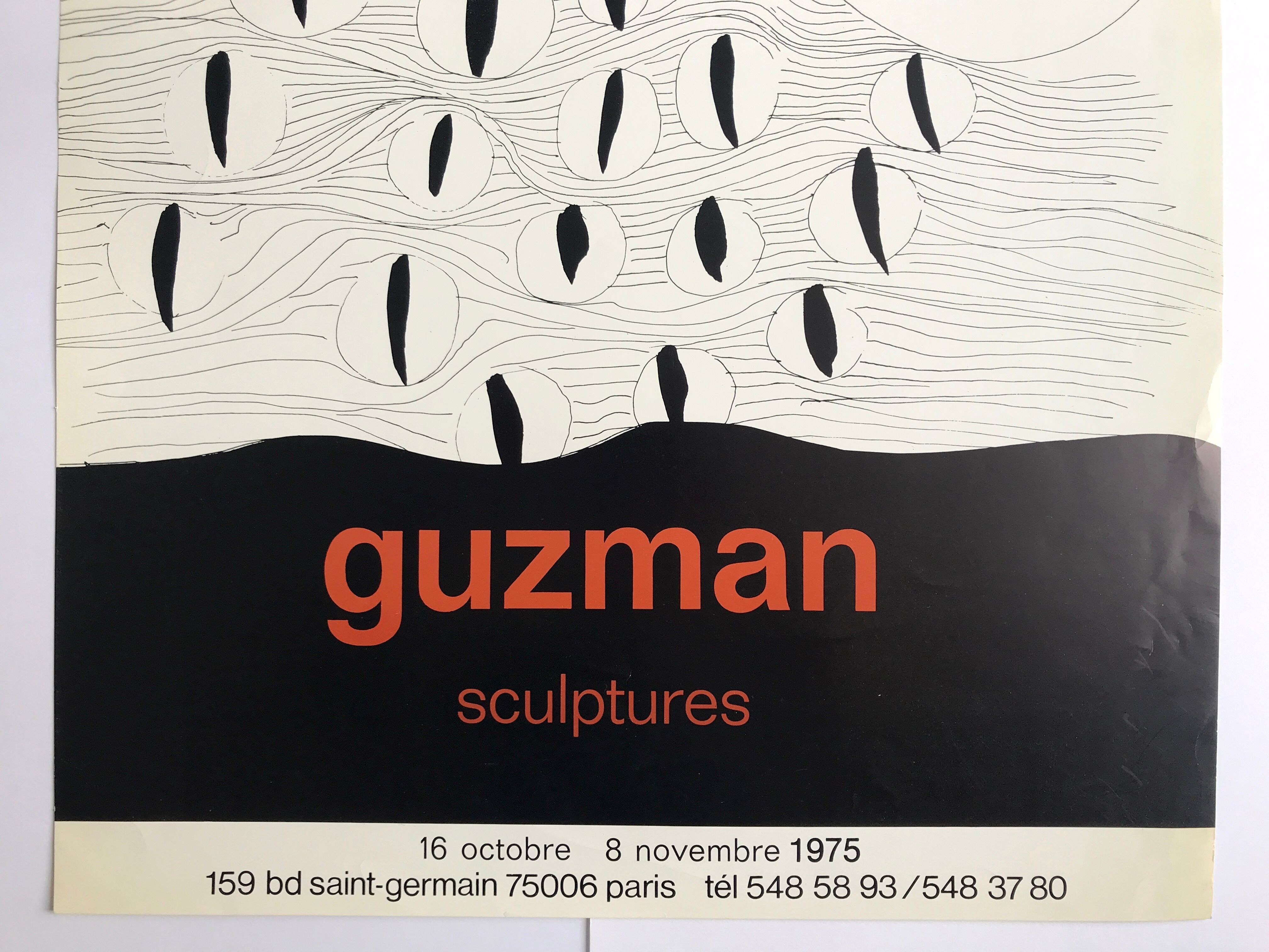 Original silkscreen poster by alberto guzman, galerie attali, 1975