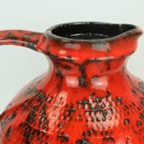 large 1960's VASE fohr-keramik model 490-30 black red relief decor fat lava