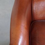 Armchair Made from Cognac-Colored Cowhide Leather