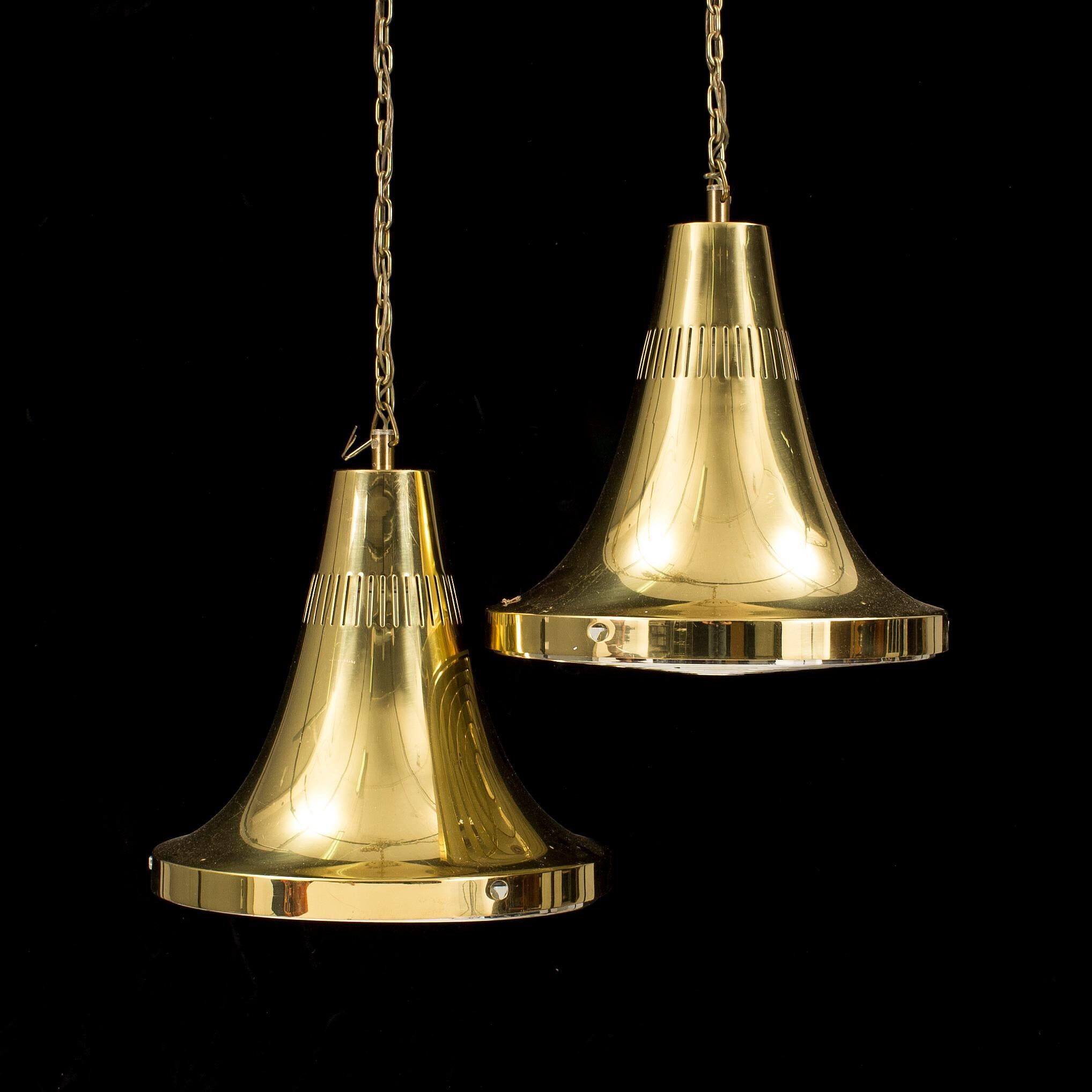 Brass ceiling light by Hans Agne Jakobsson for Markaryd, Sweden, 1960.
