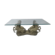 Coffee table glass top on 4 vintage horses
