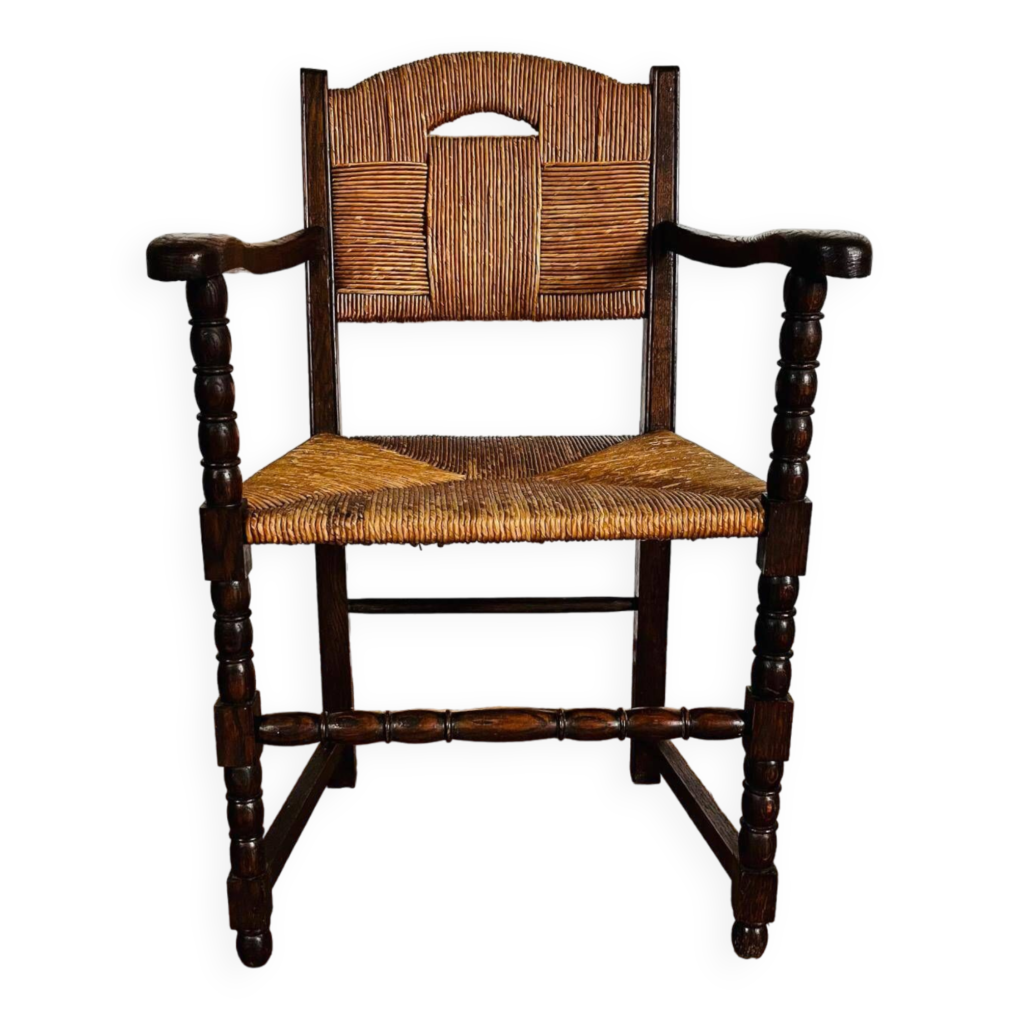 Fauteuil bois et paille