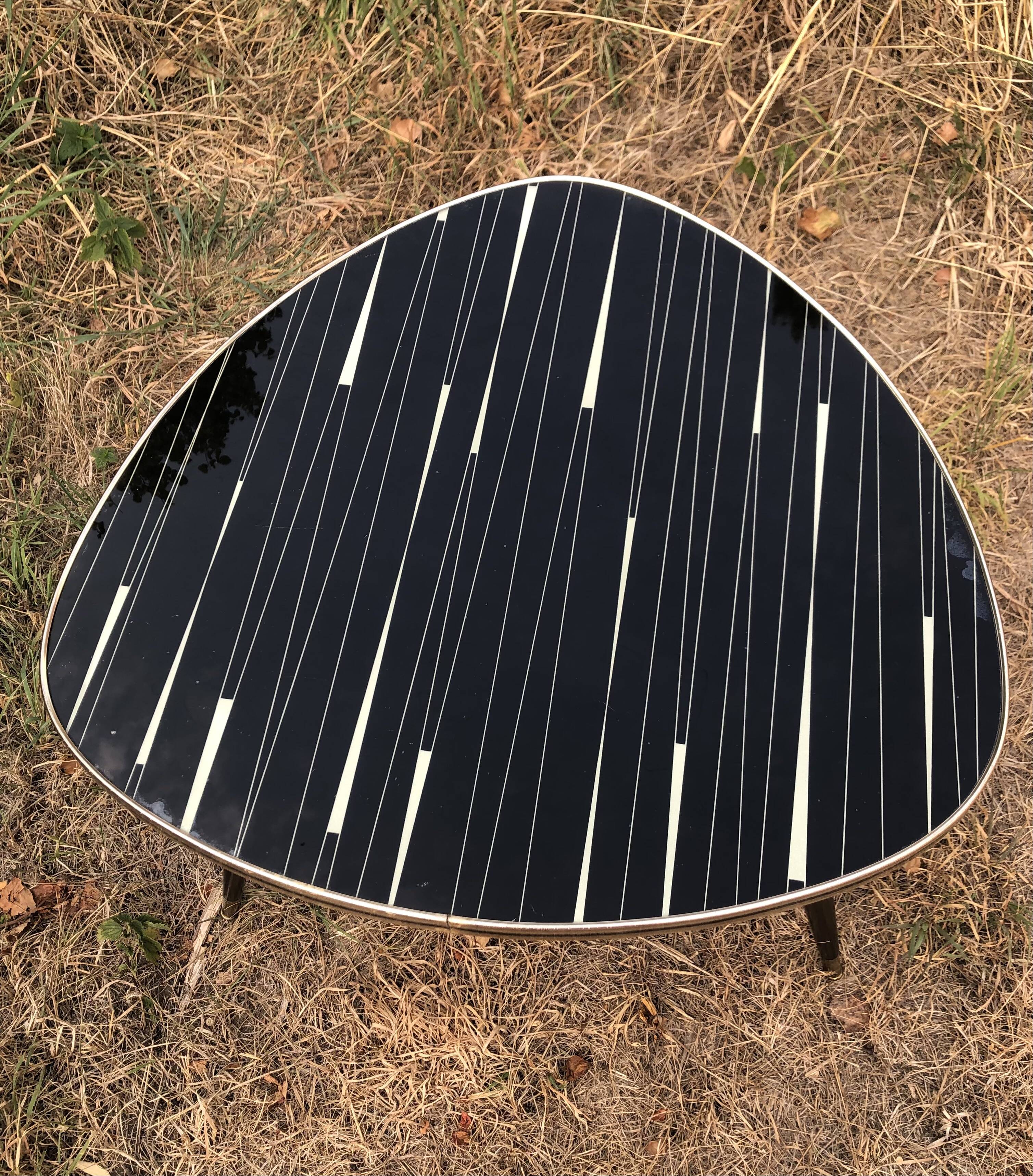 Vintage glass top tripod table 60s