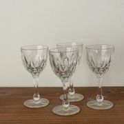 4 cut glass liqueur glasses on stems