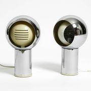 Pair of large Mid Century Space Age chrome table lamps - Made in Italy