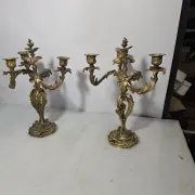 Pair of Louis XV style bronze candlesticks from the 19th century.