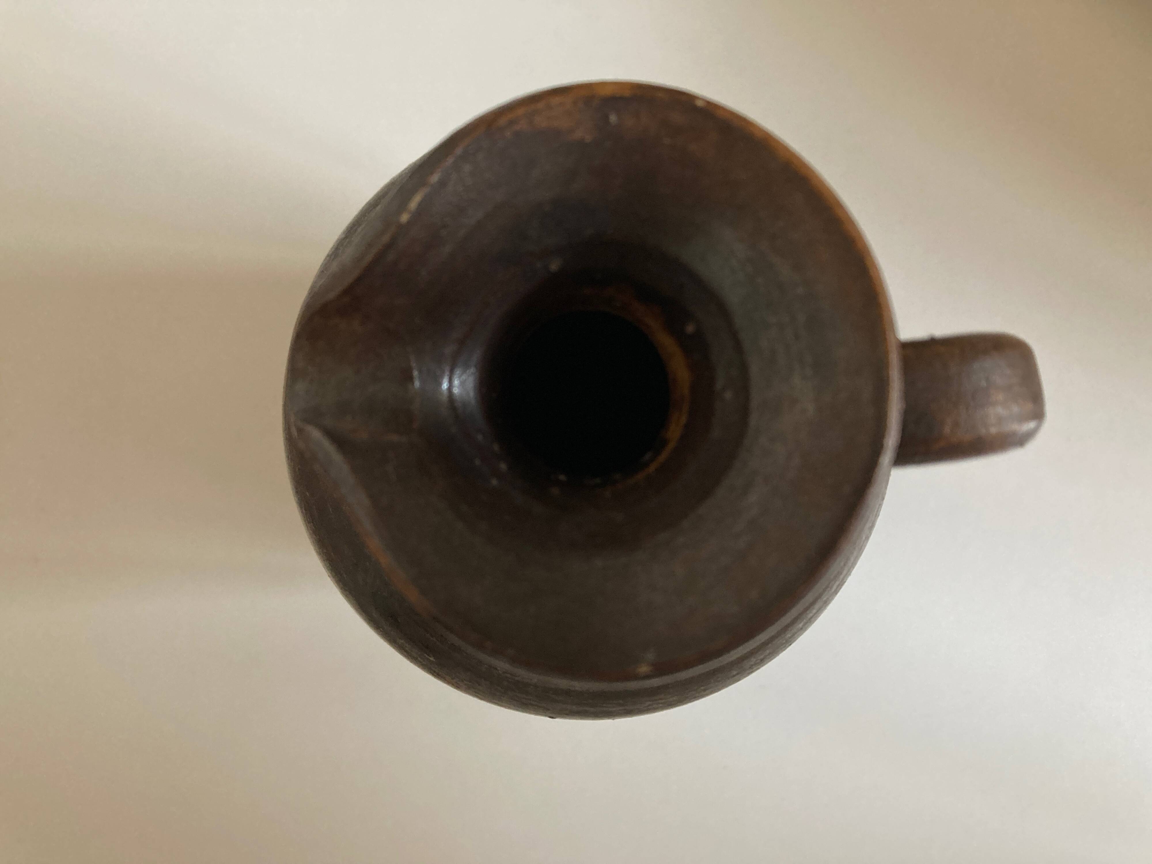 potter's pitcher vase in sandstone turned with coil Puisaye 1970