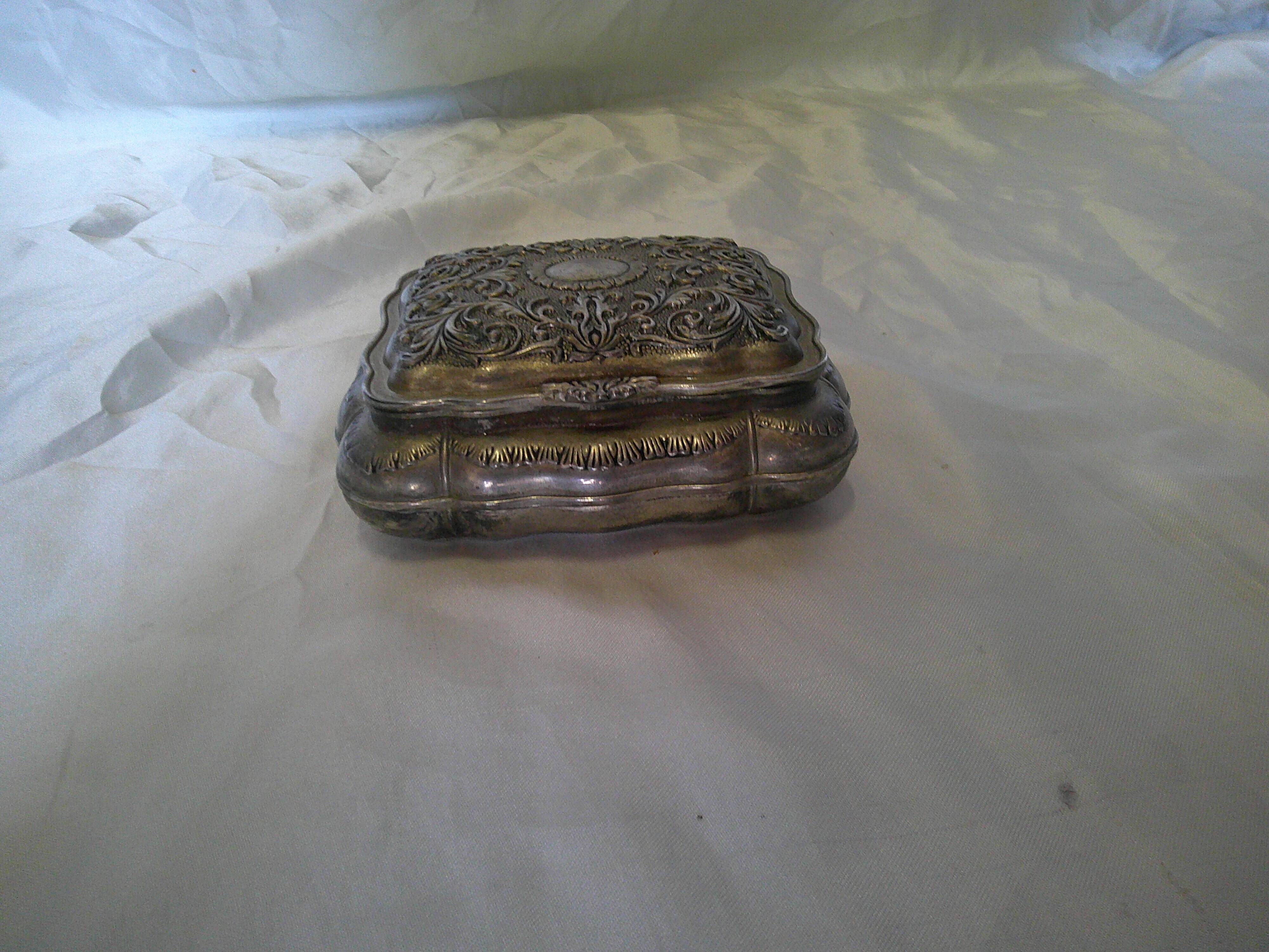 Antique silver jewelry box