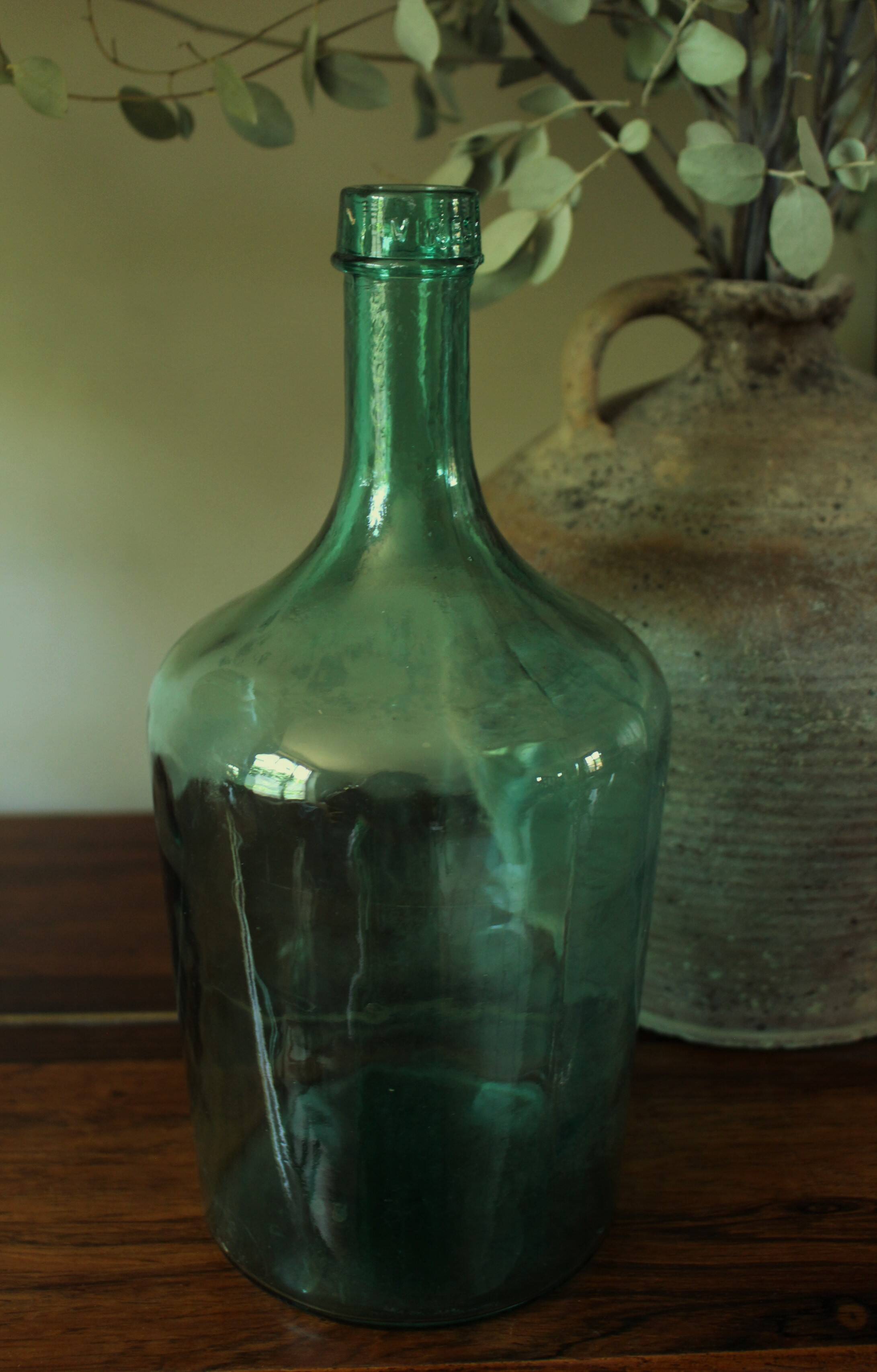 Viresa 2 L green glass demijohn carboy