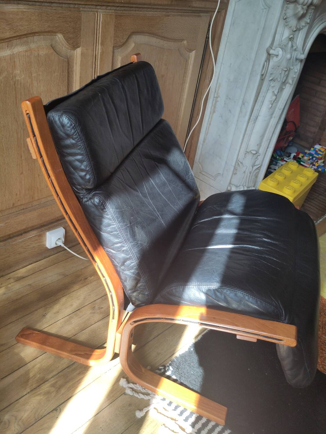 Pair of black leather armchairs Ekornes Ingmar Relling Norway 1960