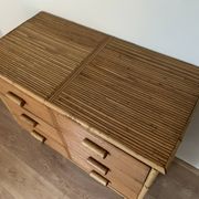 3-drawer rattan/bamboo chest of drawers attributed to Adrien Audoux and Frida Minnet. Circa 1950
