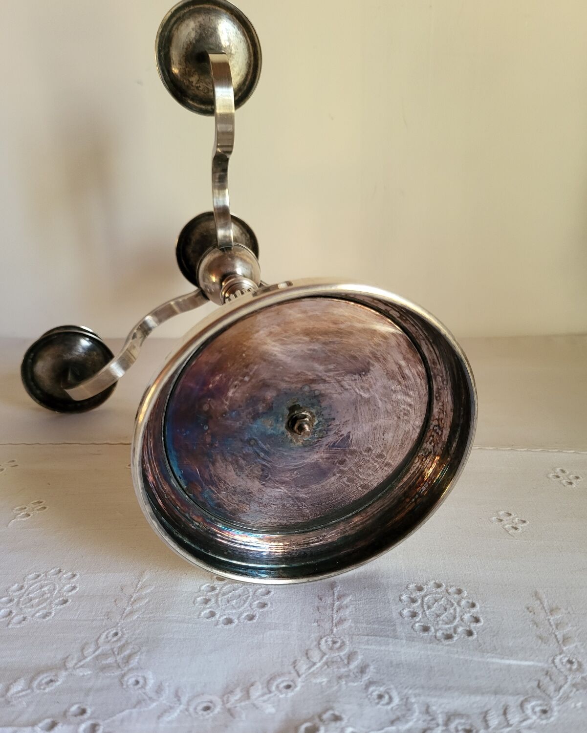 Silver-plated metal candelabrum chandelier SNPA with 4 lights