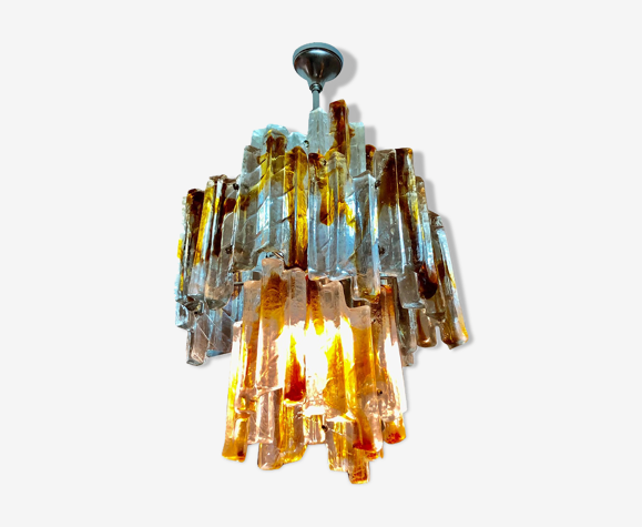 Lustre bicolore en verre irisé