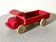 Camion plateau en bois rouge, jouet ancien