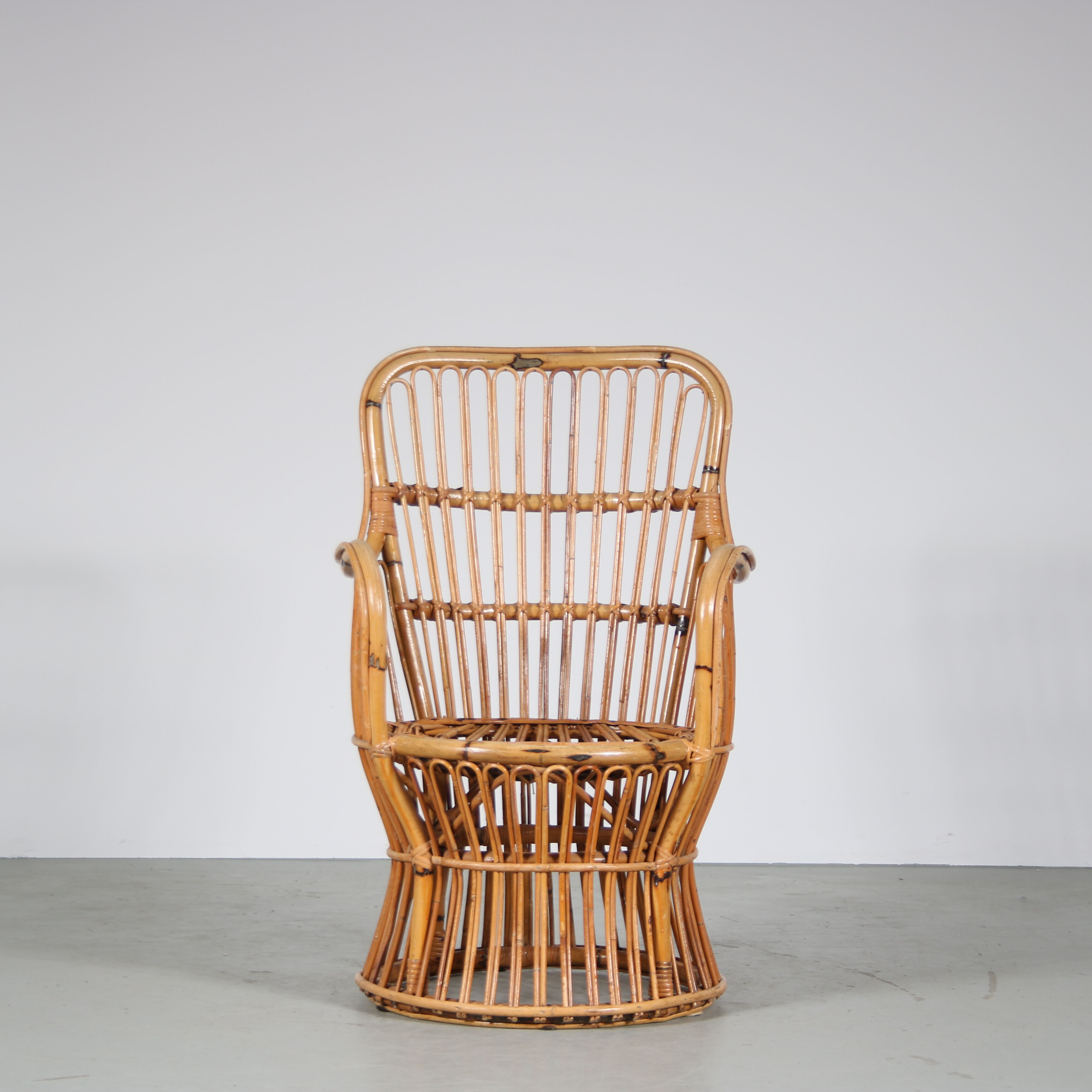 1950s rattan armchair from the Netherlands