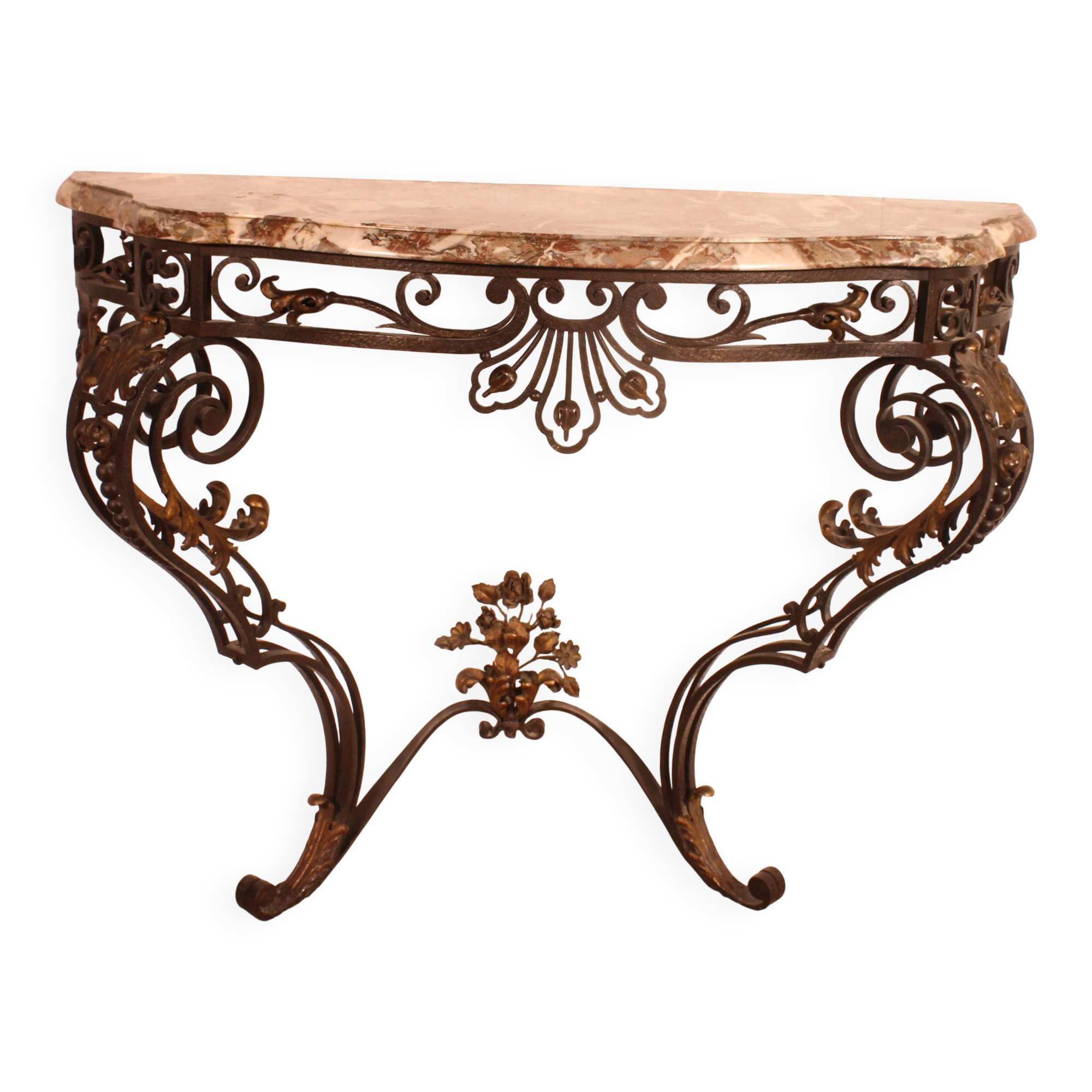 console in wrought iron in Louis XV style - 19th century