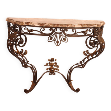 console en fer forgé de style louis XV-19° siècle