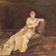 Ancient watercolor: woman sitting on a meridian