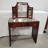 Coiffeuse art deco en acajou miroir triptyque