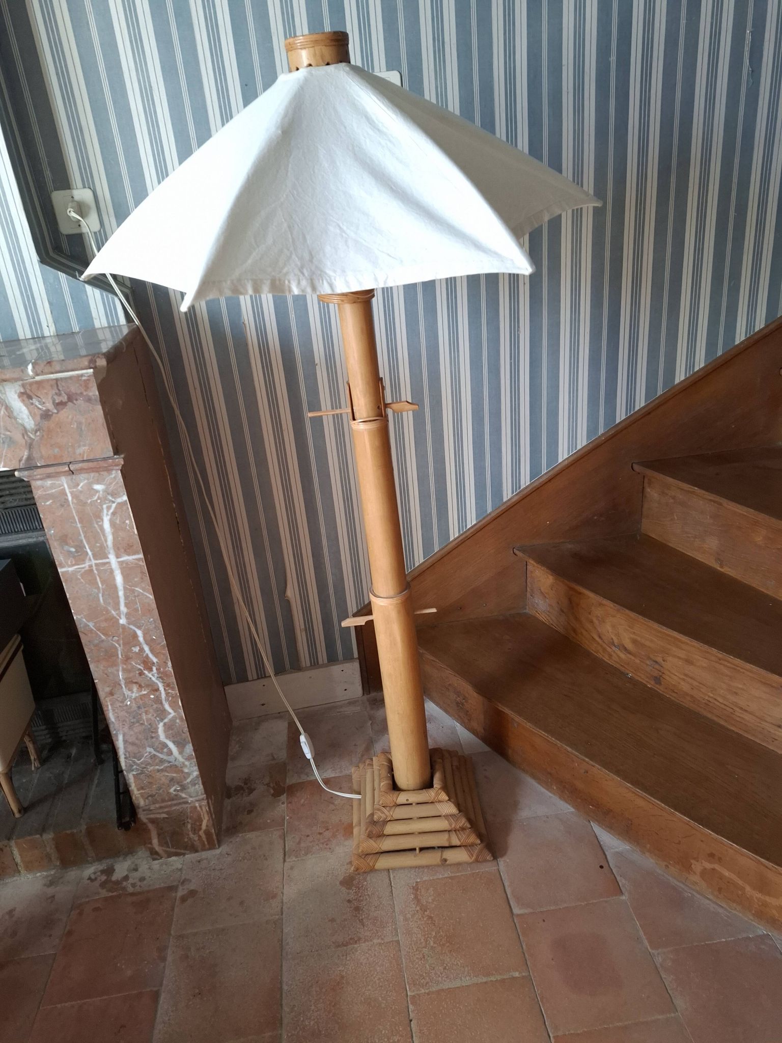 Vintage 70's adjustable bamboo floor lamp