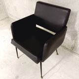 Vintage armchair in skai and black metal 60s