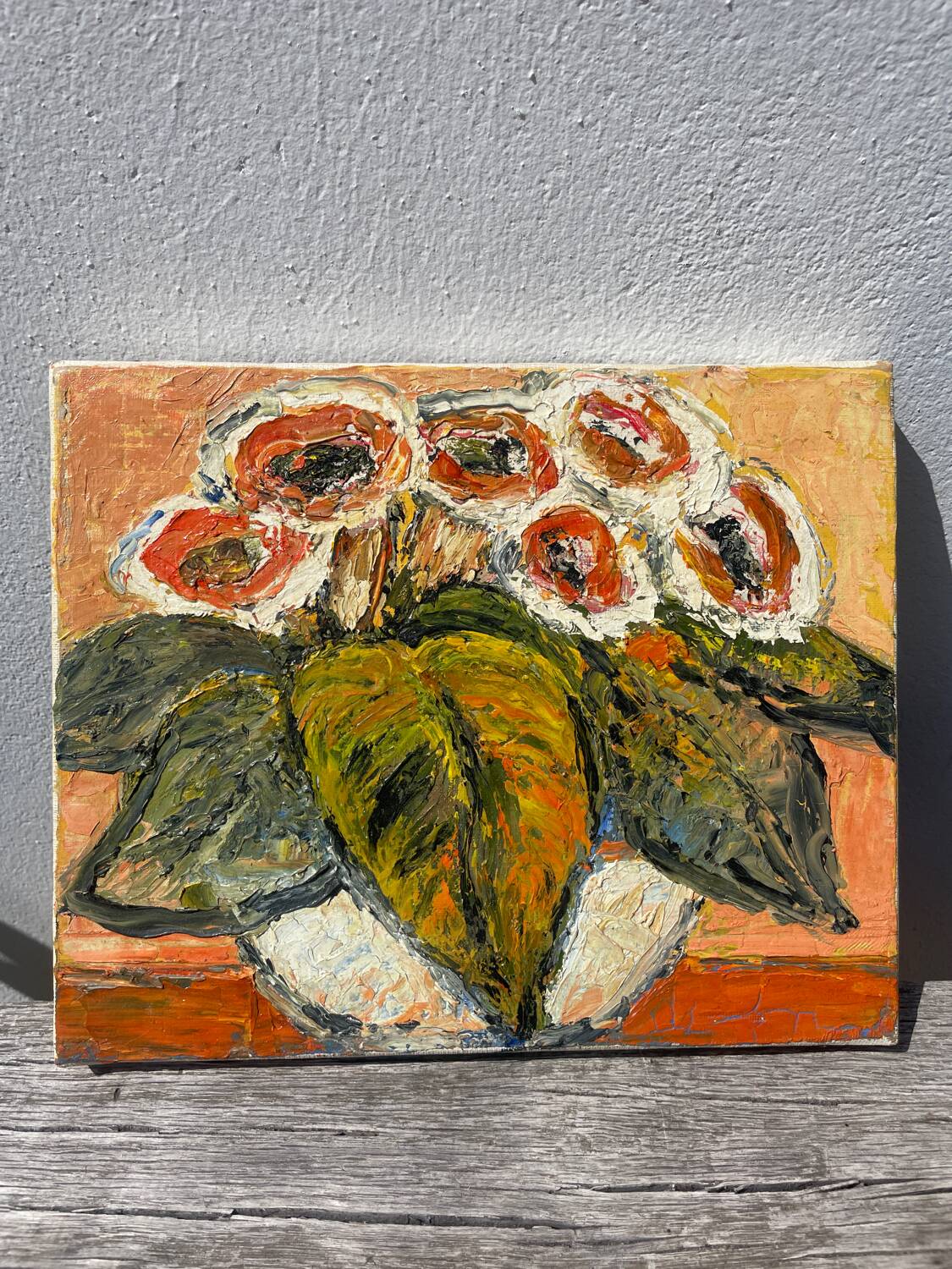 Bouquet of flowers oil on canvas painting