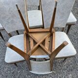 Set of 6 Art Deco chairs in walnut wood