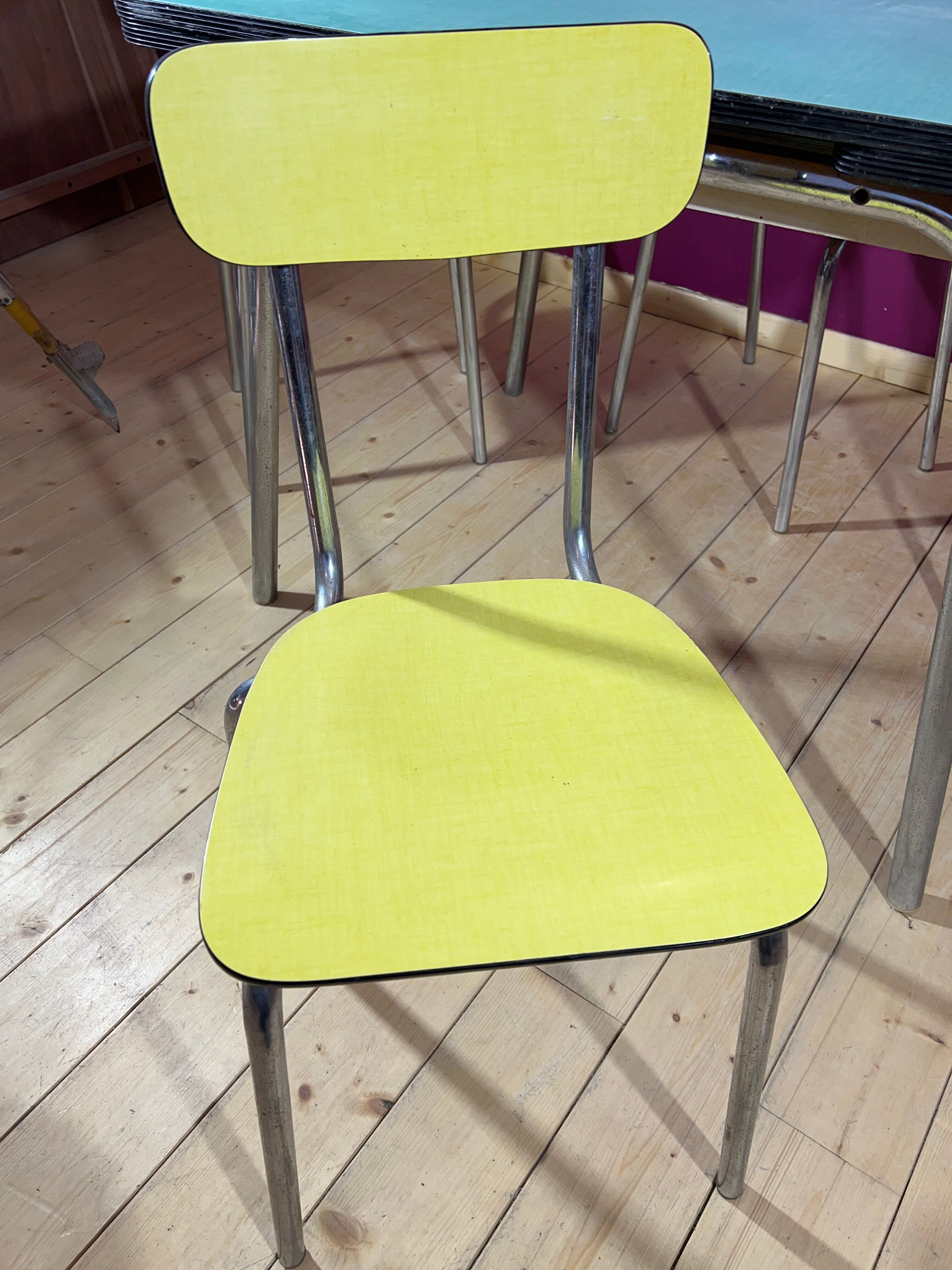 Formica table with extensions and 4 chairs 1950
