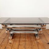 70s designer chrome base coffee table