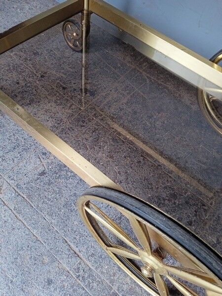 Serving rolling table golden aluminum ep 1970 vintage