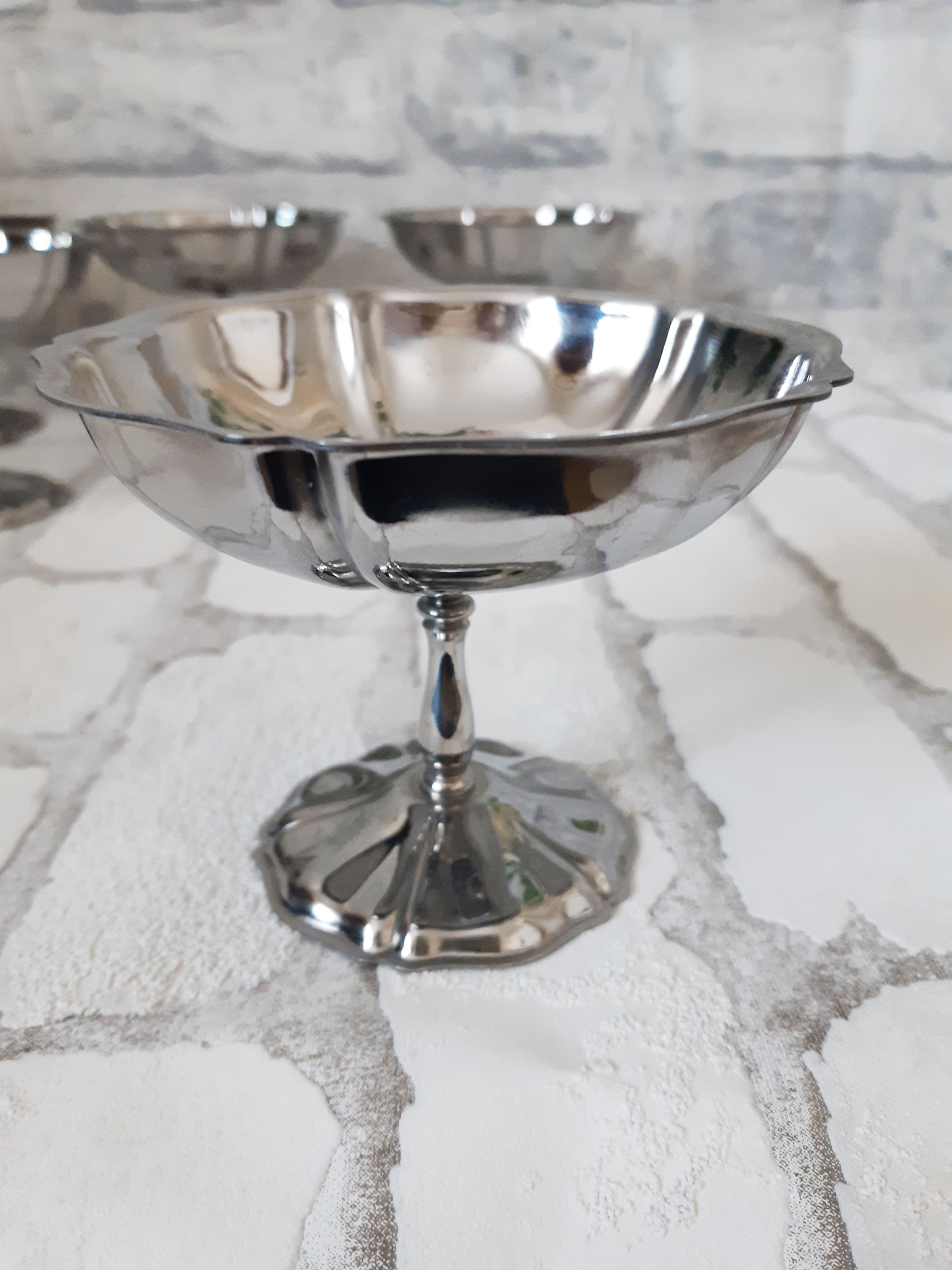 Ice cream cups or vintage sorbet, stainless steel, 70s