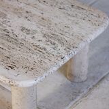 Travertine coffee table in the style of Angelo Mangiarotti, 1970.