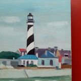 Huile sur toile paysage marin phare