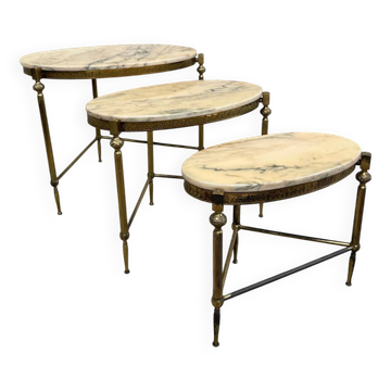 Vintage bronze, brass and onyx nesting table