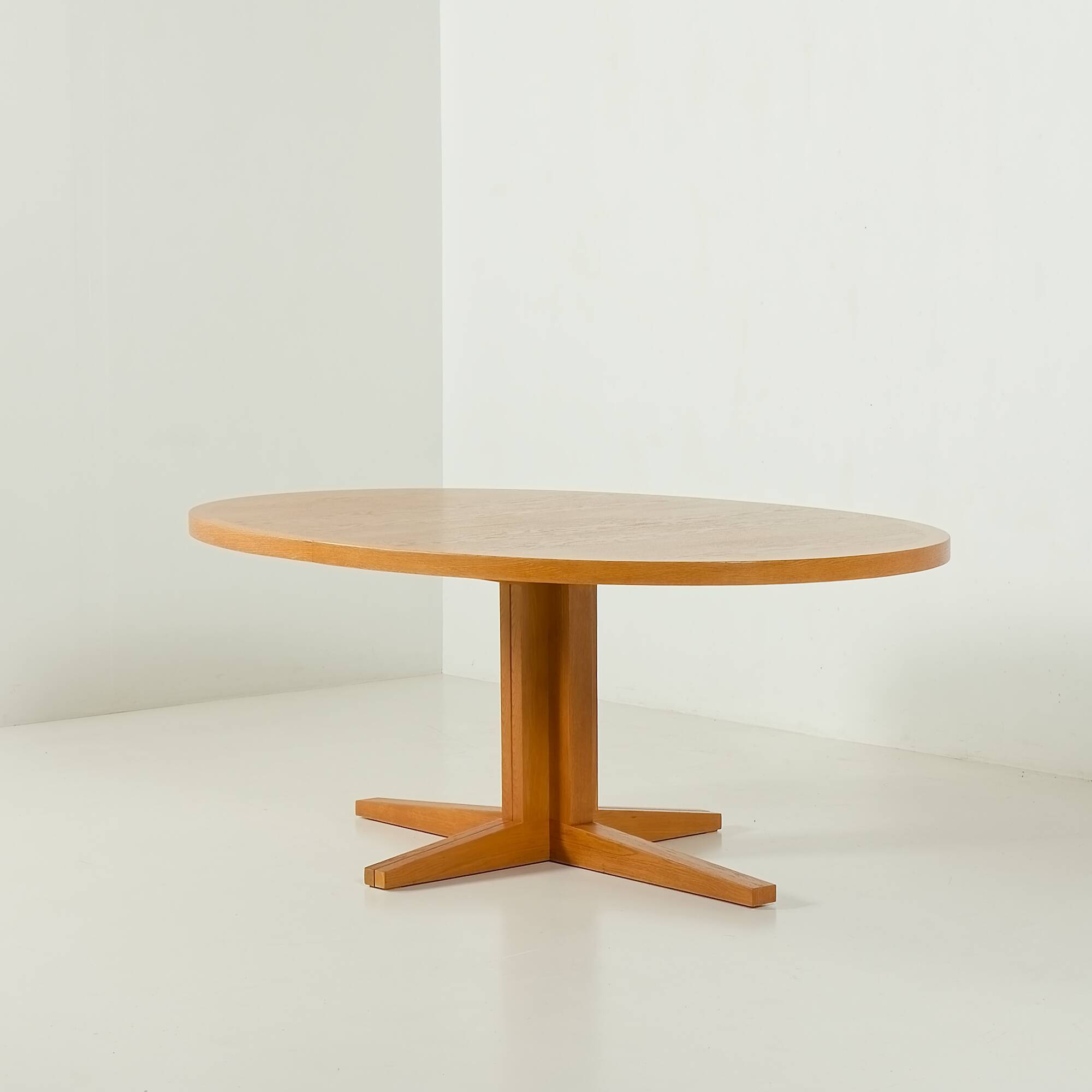 Danish extra large oak extension oval table attributed to Skovby, 1970s