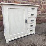 Meuble type Farinier alsacien Brotschrank Rustique vers 1910 sapin Peint buffet Meuble métier Art Po