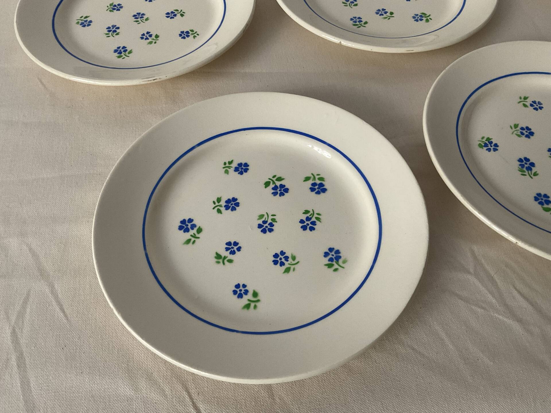 Set of 6 flat plates Badonviller in semi-porcelain – Flora design